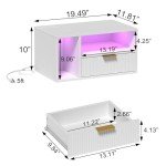 White Floating Nightstand with Charging Station & LED Lights