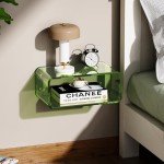 Wall-Mounted Acrylic Nightstand Shelf in Green