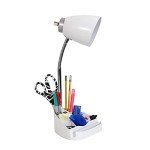 White Gooseneck Desk Lamp with Tablet Stand