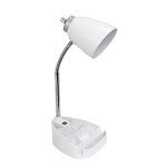 White Gooseneck Desk Lamp with Tablet Stand
