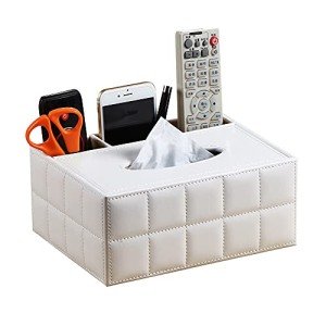 Stylish PU Leather Tissue Box and Remote Caddy