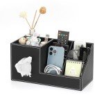 Stylish Black PU Tissue Box Cover Organizer