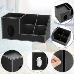 Stylish Black PU Tissue Box Cover Organizer