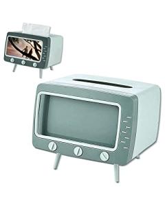 Retro TV Tissue Box Holder with Phone Storage