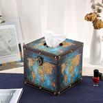 Sumnacon Vintage Green Wood Tissue Box Cover