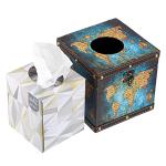 Sumnacon Vintage Green Wood Tissue Box Cover