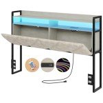 Queen Size Upholstered Headboard with Storage & Charging