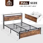 Full Size Bed Frame with Drawers & LED Lights