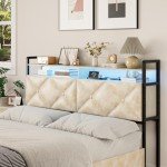 Queen Size Upholstered Headboard with Storage & Charging