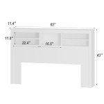 White Adjustable Headboard with Storage Shelves