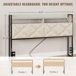 Queen Size Upholstered Headboard with Storage & Charging