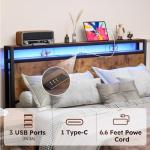 Full Size Bed Frame with Drawers & LED Lights