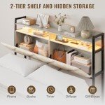 Queen Size Upholstered Headboard with Storage & Charging