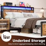 Full Size Bed Frame with Drawers & LED Lights