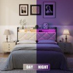 Queen Size Upholstered Headboard with Storage & Charging