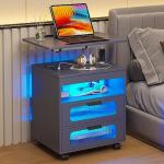 Modern Grey Nightstand with Wireless Charging Station