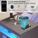 Modern Grey Nightstand with Wireless Charging Station