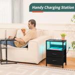 Yoobure LED Nightstand with Storage and Charging Ports