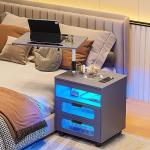 Modern Grey Nightstand with Wireless Charging Station