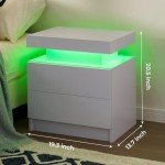 LED Nightstand Set of 2 with Drawers