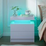 LED Nightstand Set of 2 with Drawers