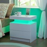 LED Nightstand Set of 2 with Drawers