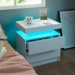 LED Nightstand Set of 2 with Drawers