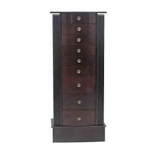 Imseigo Large Jewelry Armoire with Mirror and Hooks