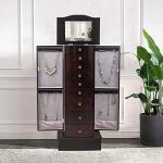 Imseigo Large Jewelry Armoire with Mirror and Hooks