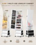 Furmax Swivel Jewelry Cabinet with Full-Length Mirror