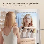 White 360° Swivel Jewelry Cabinet with LED Lights