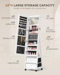 Furmax Swivel Jewelry Cabinet with Full-Length Mirror
