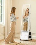 Furmax Swivel Jewelry Cabinet with Full-Length Mirror