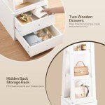 White 360° Swivel Jewelry Cabinet with LED Lights