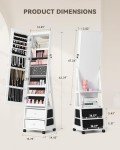 Furmax Swivel Jewelry Cabinet with Full-Length Mirror