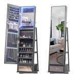 360° Rotating Jewelry Armoire with Full-Length Mirror
