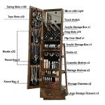 360 Swivel Jewelry Cabinet with Mirror - Rustic Brown