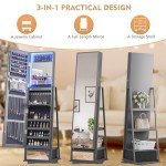 360° Rotating Jewelry Armoire with Full-Length Mirror