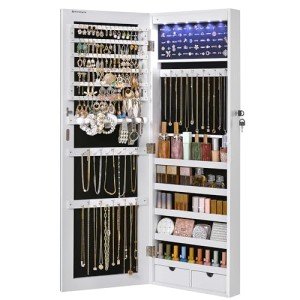 SONGMICS Wall-Mounted Jewelry Cabinet with Mirror
