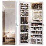 LED Jewelry Mirror Cabinet with Storage Organizer