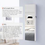 White Wall-Mounted Jewelry Cabinet with Full-Length Mirror