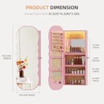 Pink LED Jewelry Armoire with Lockable Mirror