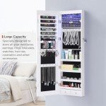 White Wall-Mounted Jewelry Cabinet with Full-Length Mirror