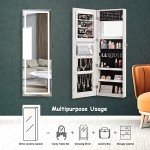 Wall-Mounted Mirrored Jewelry Armoire with LED Light