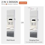 White Wall-Mounted Jewelry Cabinet with Full-Length Mirror