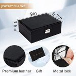 2-Layer Leather Jewelry Organizer Box with Lock