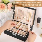 2-Layer Leather Jewelry Organizer Box with Lock