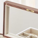 Elegant Black Walnut Jewelry Box with Mirror & Storage