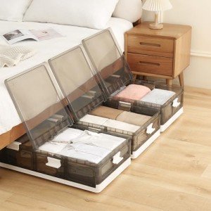 2-Pack Wheeled Under Bed Storage Bins - Foldable