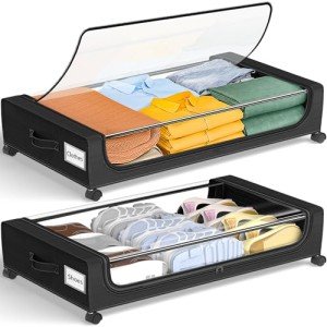 Rolling Under Bed Storage Bins with Clear Lids - 2-Pack